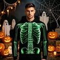 thumbnail image 2 of RUTAYY Men's Hoodie Long Sleeve Halloween Glowing Skeleton Ribcage Graphic Streetwear Sweatshirt Green, 2 of 5