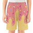 thumbnail image 2 of Utlike Boys Girls Casual Shorts Athletic Gym Shorts Elastic Waist With Pockets Summer Ice Cream Waffle Or Cone Prints Sports Outdoor Homewear Size 13 Years-14 Years Z67Pink, 2 of 3