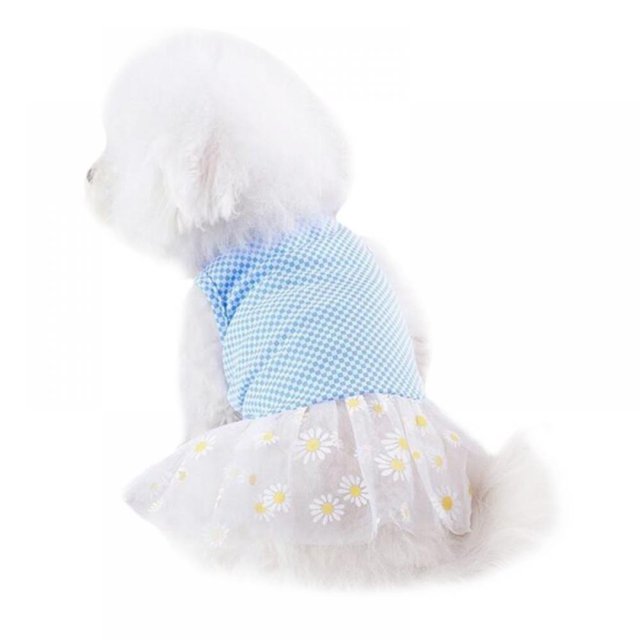 Vestido de princesa con chaleco de gasa y flores para perros y gatos de verano