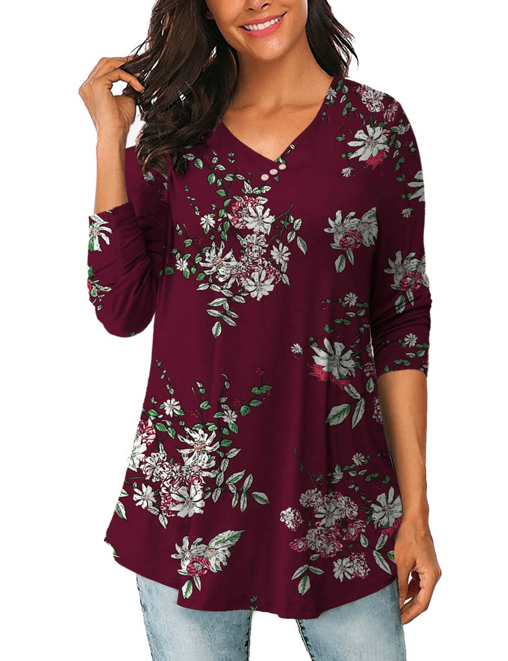 FOLUNSI Women's Plus Size Tops Long 