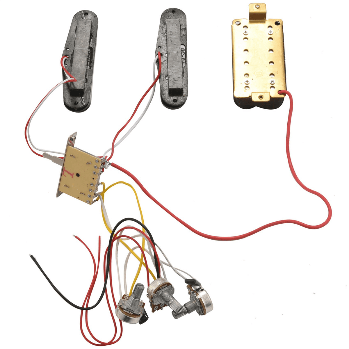 2X Electric Guitar Pickup Wiring Harness Prewired 5-Way Switch 2T1V Control SSH Pickup for Black