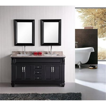 Crema Marfil Countertops - 60 in. Double Sink Vanity Set in Espresso with Crema Marfil Marble Countertop