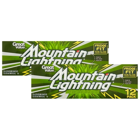 (2 Pack) Great Value Mountain Lightning Soda, 12 fl oz, 12 Count