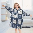 thumbnail image 5 of FORMRS Wearable Blanket Hoodie with Sleeves for Kids Cozy Flannel Sweatshirt, Blue Cats and Hearts, 5 of 7