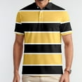 thumbnail image 6 of Mens Striped Polo Shirt Classic Fit Short Sleeve Breathable T Shirt Button Placket Casual Top Yellow L, 6 of 6