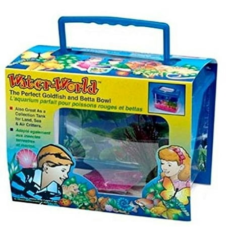 Water World Goldfish Bowl Perfect for goldfish and betta fish includes decorative gravel plants and an underwater