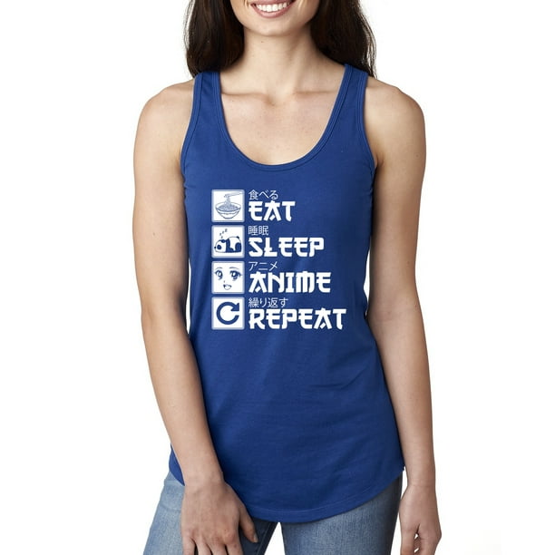 Wild Bobby Wild Bobby Eat Sleep Anime Repeat Pop Culture Women Racerback Tank Top Royal Medium Walmart Com Walmart Com