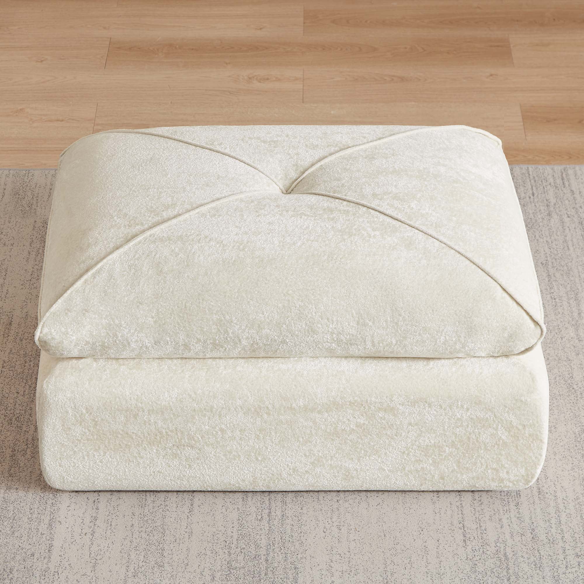 Miniyam 43" x 31" Beige Multi-Functional Ottoman | The Ultimate Flexible Piece to Complete Your L/U-Shape Sofa Configuration