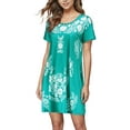 thumbnail image 4 of Gomelly Women Summer Beach Sundress Crew Neck Tunic Dresses Baggy Midi Dress Ladies Bohemian Party Floral Print Green XL, 4 of 5