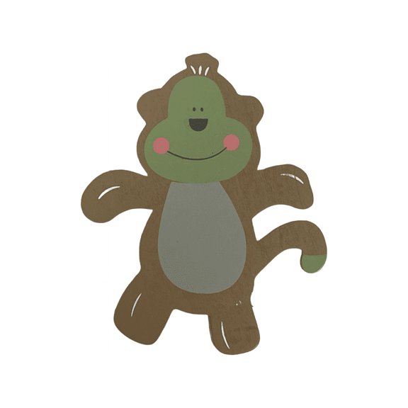 Charmed Wooden Animal Ornaments Monkey for Safari / Jungle Themed, Baby Room Decor, 5 Pieces