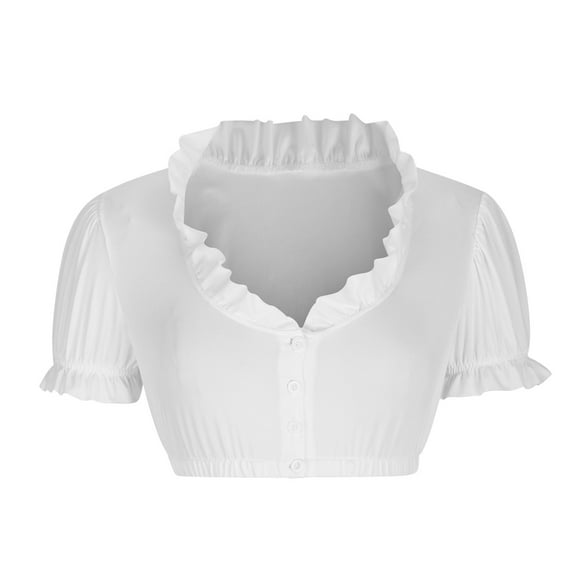 MuZeFu Oktoberfest Outfits Women Plus Size Women Stand-up Collar Blouse Dirndl Blouse Lace Blouse For Oktoberfest Tops