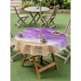 thumbnail image 3 of Outdoor Tablecloth with Umbrella Hole & Zipper, Purple Coastal Beach Round Tablecloth 54 Inch, Summer Nautical Ocean Beige Seaside Patio Table Cover Waterproof Table Cloth for Picnic/Party, 3 of 7