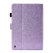 Dteck Smart Case for Amazon Kindle Fire HD 8 10th Generation HD8 Plus (2020 Released) 8-inch,Bling Glitter Magnetic Leather Card Holder Wallet Kickstand Automatic wake/sleep Cover,Purple
