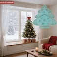thumbnail image 4 of Stylish Metal Hanging Christmas Tree Wind Spinner - Teal Background with White Concentric Lines & Floral Patterns for Garden Decor, 4 of 7