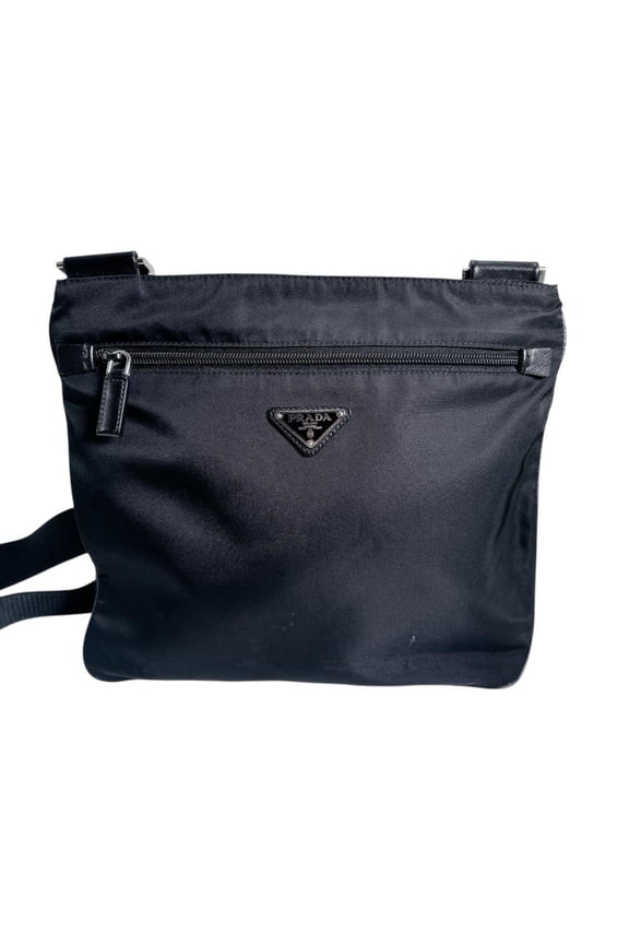 Pre-Owned Prada shoulder bag, body triangle logo, nylon, black (Good)