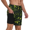 thumbnail image 2 of Sigee Green Branch Olive Print Mens Swim Trunks with Compression Liner Quick Dry Swim Stretch Beach Shorts with Pockets,S-3XL, 2 of 7