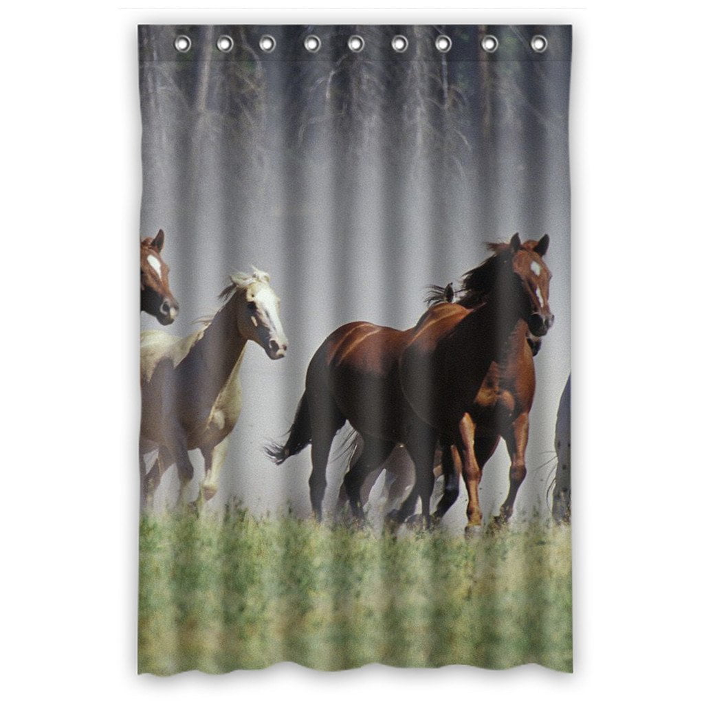 GCKG Wild Running Horses Bathroom Shower Curtain, Shower Rings Included