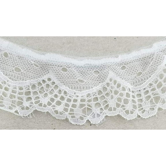1.5" Ruffled Gathered Lace Trimming - 12 Yards