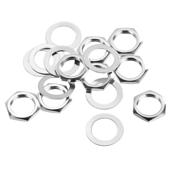 8 Set Guitar Nut and Washers 3/8" Guitar Input Output Jack Socket Nut Silver for Guitar, Bass