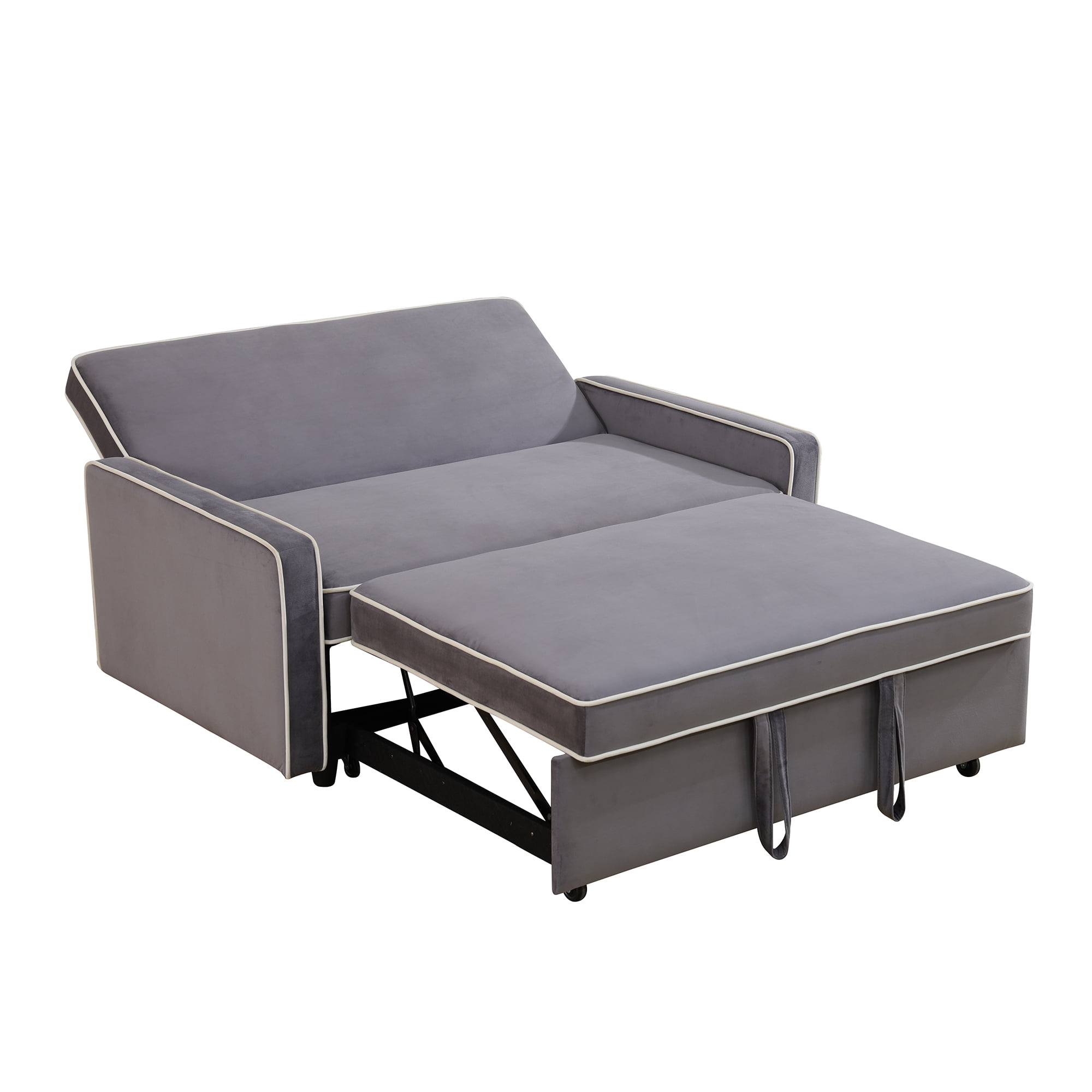 DOMETOUR Convertible Sofa Bed Sleeper Sofa, 3 in 1 Futon Sofa Bed with Pullout Sofa Bed Couch, Loveseat Sleeper Grey Flannel Sofa Bed with 2 Seat for Living Room, RV, Bedroom and Small Space