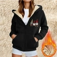 thumbnail image 6 of QATAINLAV Womens Winter Hoodies Zip Up Fleece Sherpa Lined Warm Sweatshirts Jacket Trendy Heart Print Drawstring Hooded Coats Today Sales Black XXL, 6 of 6