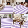 thumbnail image 6 of Purple Striped Large Area Rugs for Bedroom Living Room, Soft Non Slip Carpet Bedside Rug, Modern Farmhouse Purple White Stripes Rectangular Floor Cover Kitchen Accent Rug 6'x9' for Dining Room/Office, 6 of 9