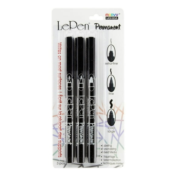 Uchida Le Pen Extra Fines, Fines et Points Audacieux 3/paquet-Noir - 4200-3A