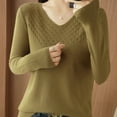 thumbnail image 4 of Sevevn Sweaters for Women Women's Fashion Casual V Neck Solid Color Loose Base Knitted Sweater Top Gift for Adults, 4 of 6