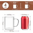 thumbnail image 5 of 400ml Glass Coffee Mugs Set Of 4, Clear Glass Coffee Cup With Big, 5 of 5