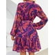 thumbnail image 4 of Vestido ZESICA Minivestido floral de manga larga de otoño 2025, morado, 4 of 6