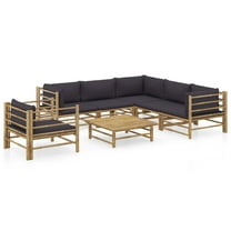 vidaXL 7 Piece Patio Lounge Set with Dark Gray Cushions Bamboo