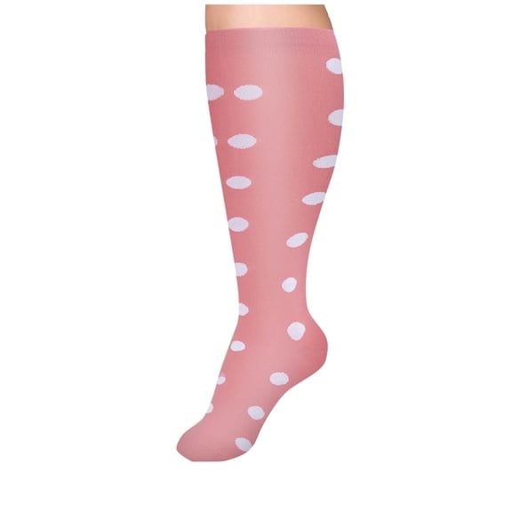 Xfvqtps Men and Women Plus Size Knee High Socks Wide Calf Polka Dot Elastic for Nursing Travel Running