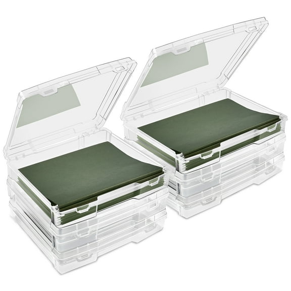 Sorbus Set of 6 Wide Hanging File Organizer Bin Clear Plastic Stackable for Document Storage