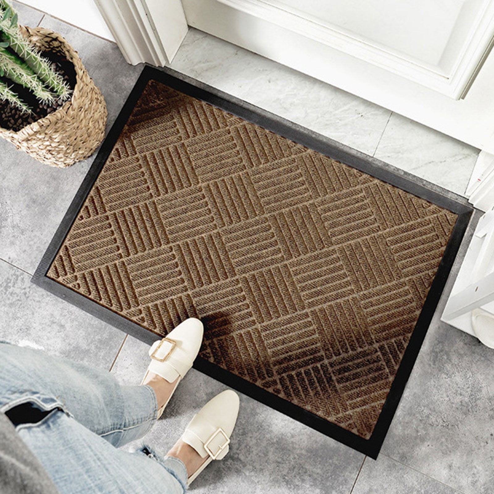 Extra Large Heavy Duty Door Mat - 29.53x17.72 Inch Non- Commercial Entrance Mat, Waterproof Indoor Outdoor Doormat for High Traffic Areas, Low-Profile Easy to Clean Front Door Rug