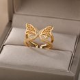 thumbnail image 4 of Womens Butterfly Zircon Copper Adjustable Ring Dainty Elegant Fashion Jewelry For Everyday Wear And Occasions, 4 of 4
