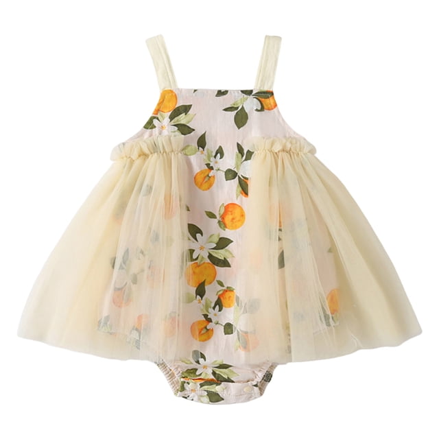 WEAIXIMIUNGChristmas Girls Sleeveless Floral Prints Ruffles Tulle Ruffles Romper Bodysuits 6-9 Months