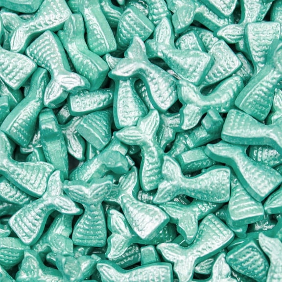 Krazy Sprinkles - Edible Teal Mermaid Tail Shapes - Bold Cake Decoration, 1/2 Cup