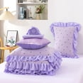 thumbnail image 6 of NTBED Delicate Bows Print On Purple Background Bedding Set,Ruffle 6 Piece Bed in a Bag Matching Sheet Set,Princess Style Chic Bowknot Printed,Twin, 6 of 8