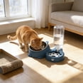 thumbnail image 4 of Eoozwa Pet Feeder and Water Dispenser with Removable Stainless Steel Bowl Automatic for Cats Dogs Plastic Base for Home Use Easy Clean, 4 of 6