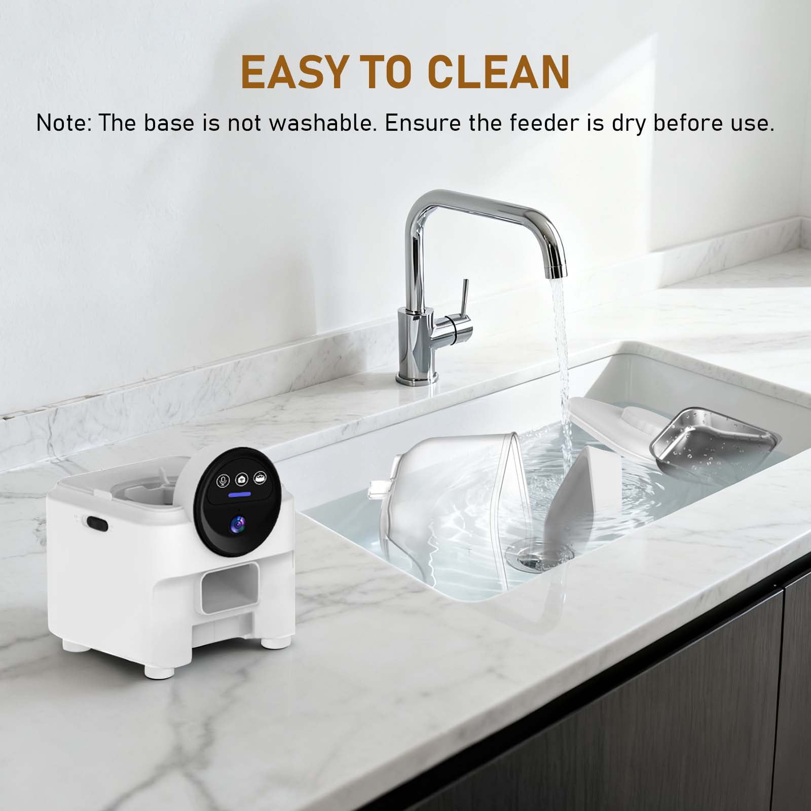 Eurhowing Smart WiFi Pet Feeder with 1080P HD Camera, 6.5L Automatic Cat Feeder Dog Food Dispenser with Night Vision & 2-Way Audio, App Control, Timer, Dual Power, White