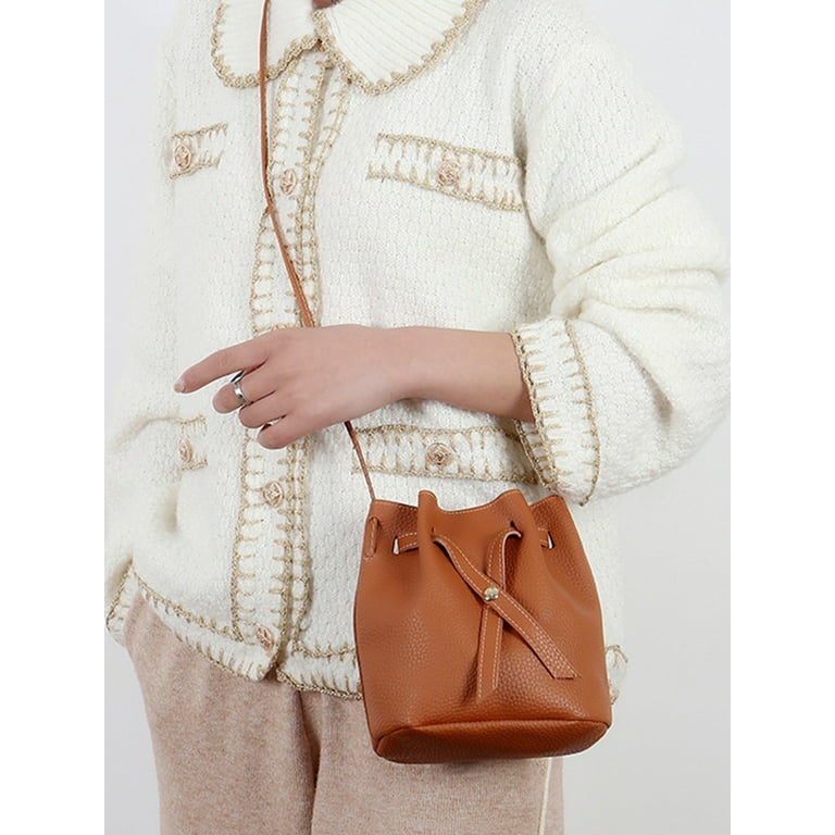 Litchi Pattern Wide Shoulder Strap Crossbody Bag, Autumn/winter