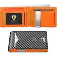 TRAHOOMens Slim Wallet for Men Minimalist Genuine Leather Carbon Fiber