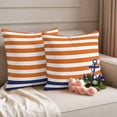 thumbnail image 2 of Anchor Orange Outdoor Waterproof Pillow Covers, Modern Navy Blue White Striped Nautical Decorative Square Throw Pillowcase Sofa Cushion Sham for Patio/Couch/Chair, 24"x24" 2 Pack, 2 of 8