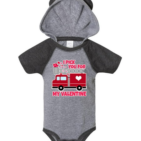 

Inktastic I Pick You For My Valentine with Red Firetruck Gift Baby Boy or Baby Girl Bodysuit