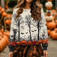 thumbnail image 2 of JoveMarine Spooky Graphic Sweatshirt Women - Crew Neck Long Sleeve Halloween Print, Womens Sweatshirt Casual Fall Top, Graphic Sweatshirts for Women Party Style,Multicolor L, 2 of 5