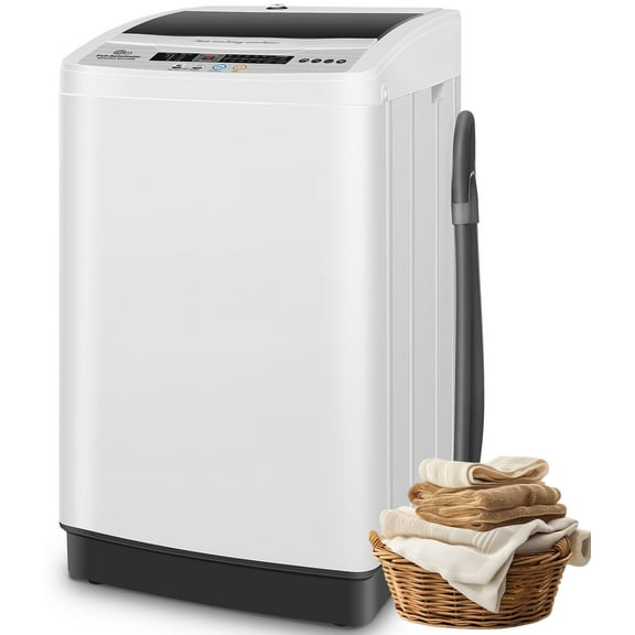 Veeboto Portable Washing Machine, 20LBS Full Automatic Washer Machine with Drain Pump, 10 Programs & 8 Water Levels for Dorm, Apartment, Home, White