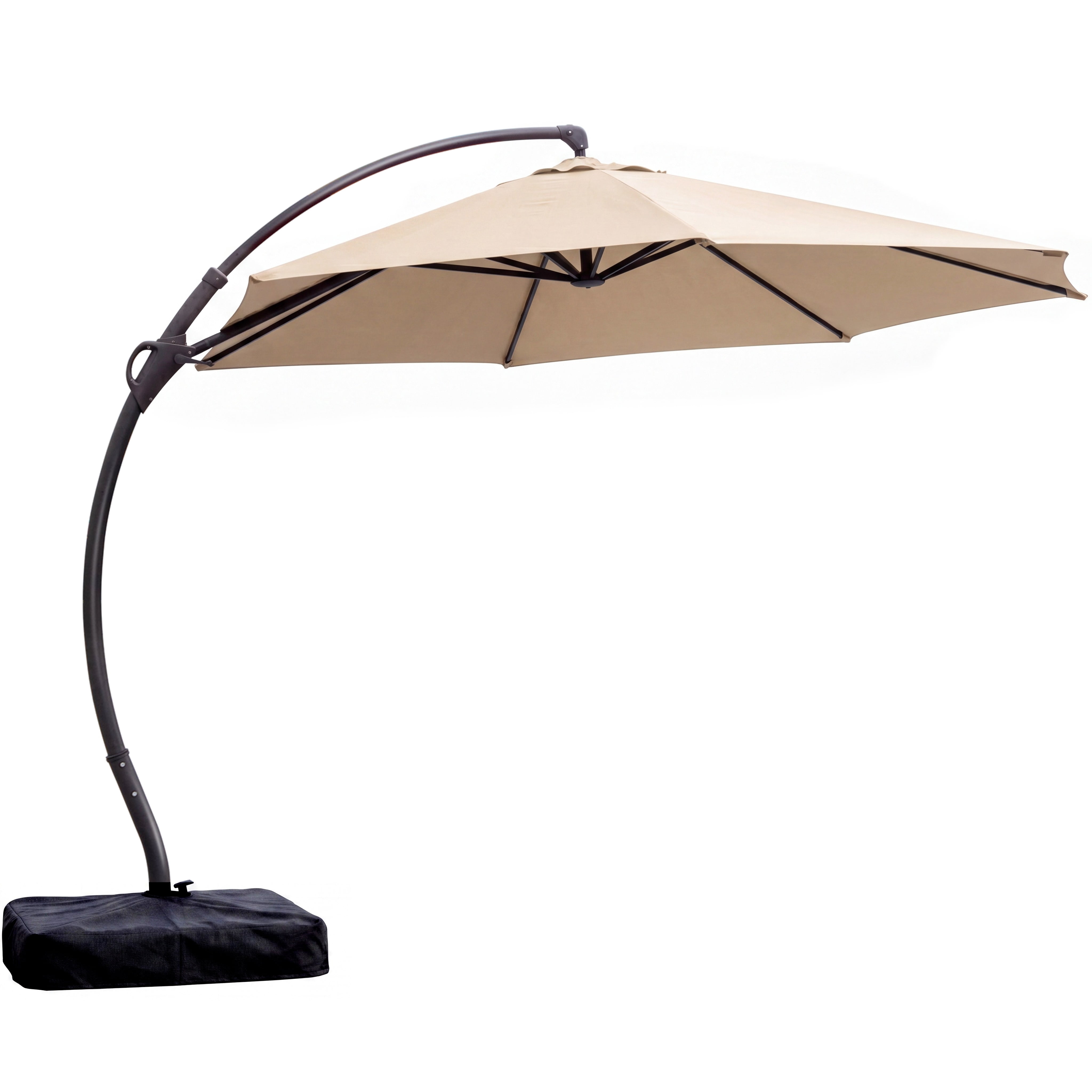 LAUSAINT HOME 11 FT Outdoor Patio Umbrella with Base, Aluminum Cantilever Umbrella with Crank, Champagne