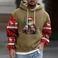 thumbnail image 5 of Mens Hoodie Pullover Fashion Relaxed Christmas Printed Long Sleeve Mens Work Clothing,Coffee,S, 5 of 5