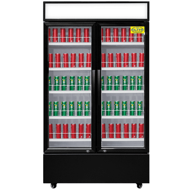 NSF 41 in. Beverage Cooler, 24 Cu.Ft. Two Glass Door Display, Commercial Merchandiser Refrigerator