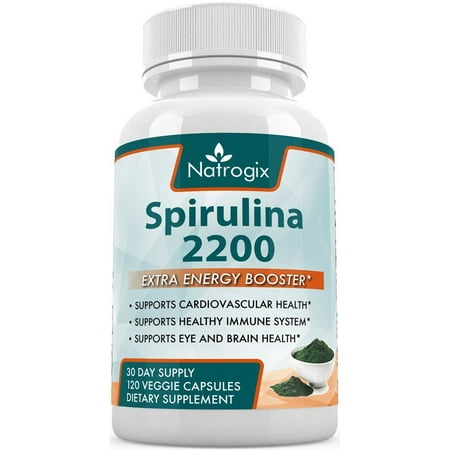 Natrogix spiruline 2200mg Suppléments Formula - Booster Extra Strength (120 Veggie Capsules)